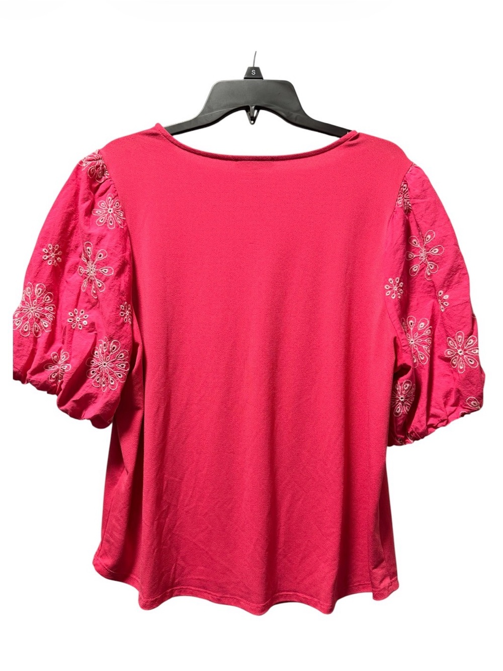 Adrianna Papell Pink Embroidered Puff Sleeve Top XL - Picture 3 of 6
